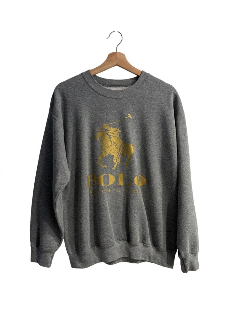 Polo by Ralph Lauren Gray Crewneck Sweatshirt with Gold Polo Logo